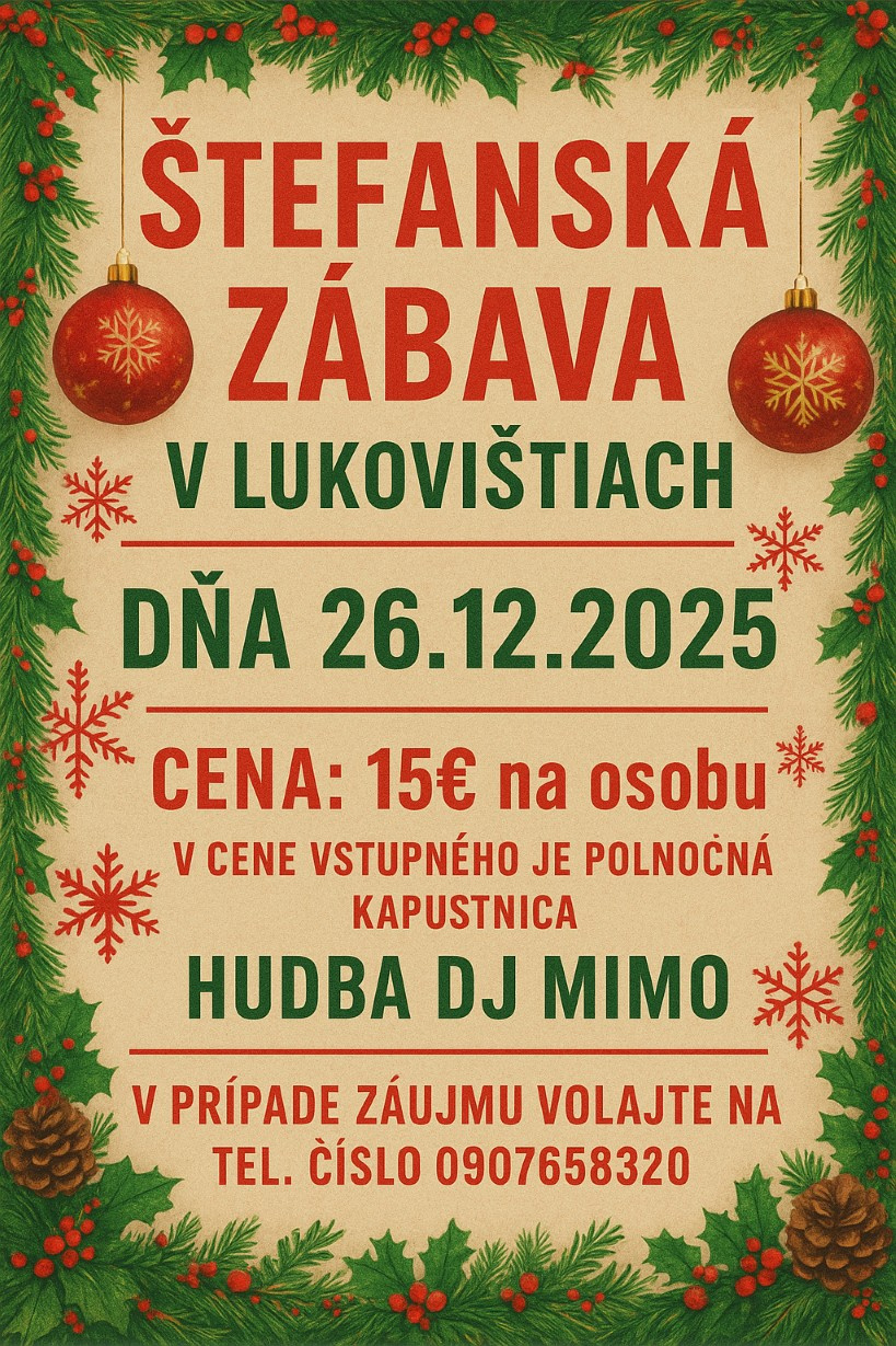 Plagát Štefanská Zábava v Lukovištiach